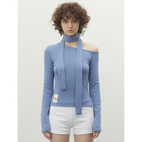 ONE SHOULDER MUFFLER TOP POWDER BLUE