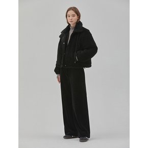 ECO FUR HIGH NECK STRING COAT BLACK