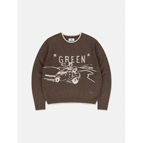 GREEN Knit Sweater Brown