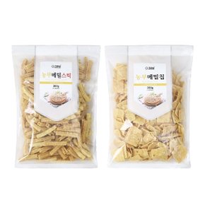 그리심 농부 메밀스낵 2종 메밀칩 300g 1개 + 메밀스틱 300g 1개 - 메밀과자 대용량 간식 스낵 곡물