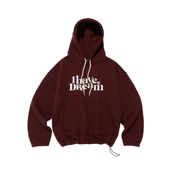 [기모선택] 헤브 어 드림 스트링 후드 티셔츠 (와인)
