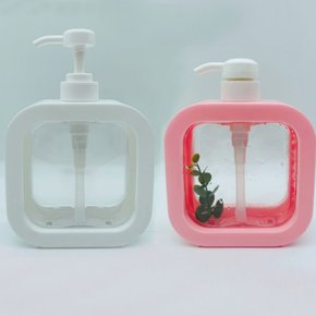 화장품 샴푸 크림 펌핑 공병 용기 세트 화이트핑크 2P