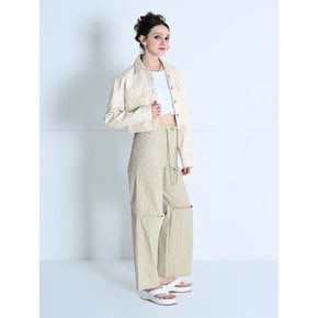 CUTOUT STRING SLIM WIDE PANTS BEIGE MBCSPA009BE