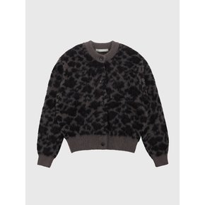 Angora Leopard Jacquard Knit Cardigan