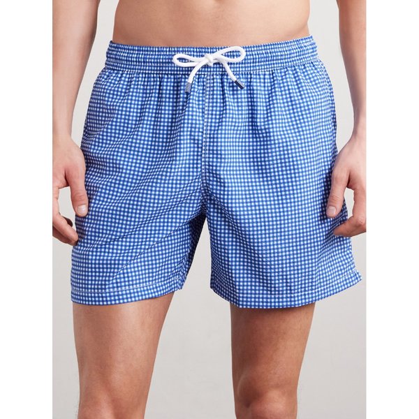 마데이라 스트레이트 레그 미드 렝스 깅엄 시어서커 스윔 쇼츠 46376663162994427