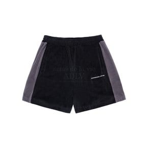 LOGO NEEDLEWORK VELOUR SHORT PANTS BLACK 니들워크 벨루어 숏팬츠