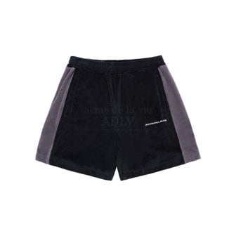 아크메드라비 LOGO NEEDLEWORK VELOUR SHORT PANTS BLACK 니들워크 벨루어 숏팬츠