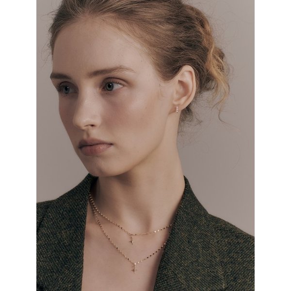 14k 3-진주 원터치 귀걸이