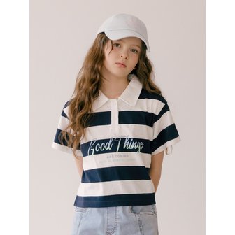 브렛테일러 카라 스트라이프 크롭티(네이비)