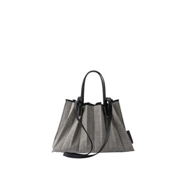 조셉앤스테이시 Lucky Pleats Canvas Leaf Shopper S Black