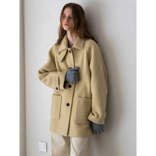 CASHMERE BOUCLE HALF COAT BUTTER