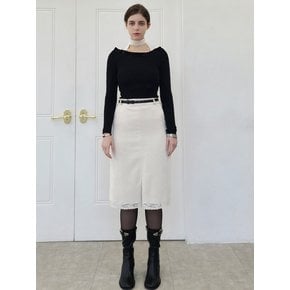 레이스 포인트 코듀로이 H라인 스커트 Lace point skirt