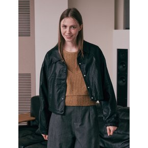 AR_Sleeve pleated leather jacket