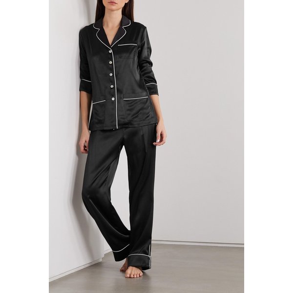 Coco Fig Silk-satin Pajama Set 블랙