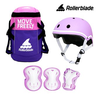 롤러블레이드 인라인 스케이트 자전거 보드 보호장구 핑크퍼플 롤러블레이드 아동 보호장비 보호대 헬멧 가방