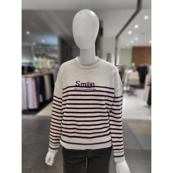 [여주점] 라운드넥 스트라이프 배색니트 YK5WP450