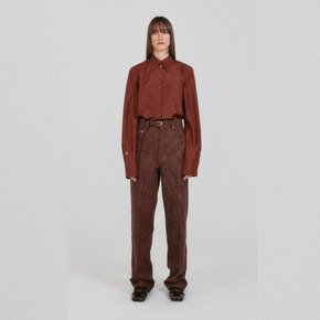 ZENIM Belted Denim Pants - Brown