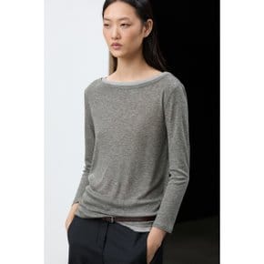 보트넥 페이크 더블 디테일 티셔츠 06888574812
