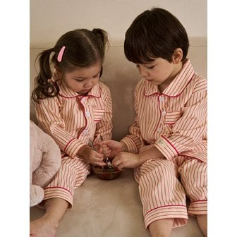 DOSSY [2PACK] 실크핏 러브썸 긴팔 키즈 잠옷 세트