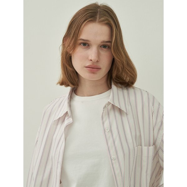 베이직 박스셔츠-Stripe Tone Ivory