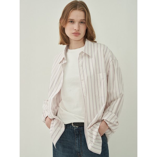 베이직 박스셔츠-Stripe Tone Ivory