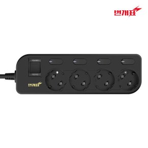 국내산 멀티탭 개별스위치 4구 3M 블랙 과부하차단 멀티콘센트