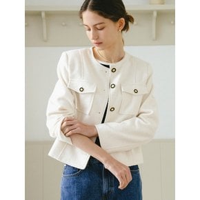 Amelia Pocket Tweed Jacket_Ivory