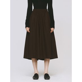 WOOL WIDE PANTS BROWN