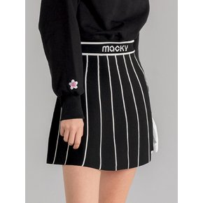 stripe knit skirt black