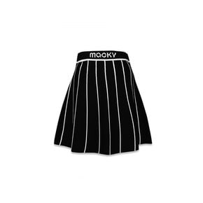 stripe knit skirt black