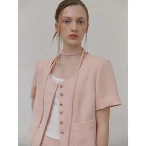 Button Strap Tweed Jacket, Pink