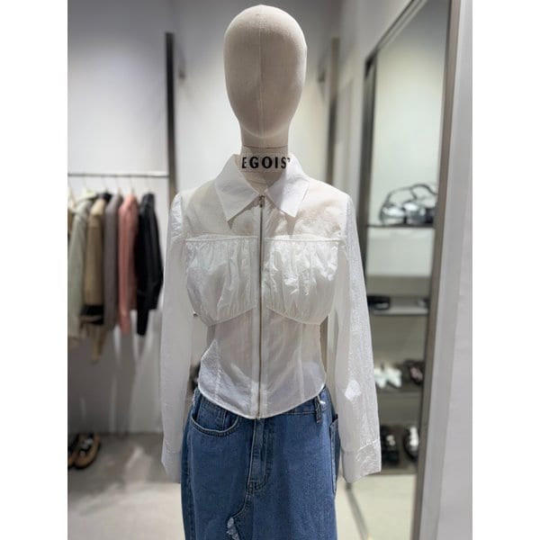 [여주점] 셔링 포인트 시스루 셔츠형 블라우스 ER2WB460