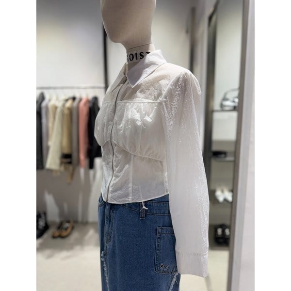 [여주점] 셔링 포인트 시스루 셔츠형 블라우스 ER2WB460