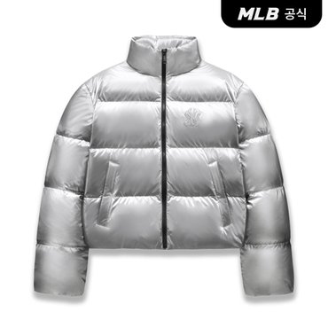 MLB [엠엘비코리아공식] 여성 크롭 메탈 유광 커브 패딩 NY (Silver)