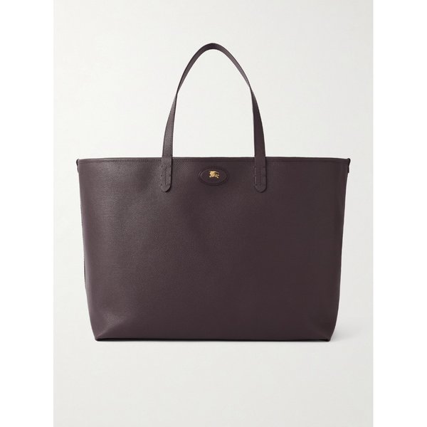 라지 리버시블 풀그레인 가죽 체크 캔버스 토트백 46376663162993572