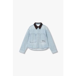 보브 [BASQUIAT] 배색 카라 레터링 데님 자켓(71152553C1)