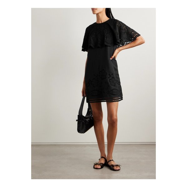 룰라 레이어드 브로드리 앙글레즈 미니 드레스 블랙 46376663162873811