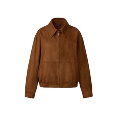 Unisex Italian suede Zip-up collar blouson_Camel