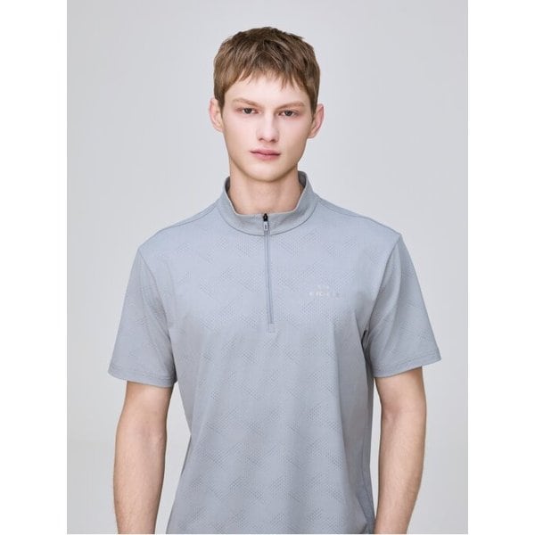 [부산점] 아이스 온 남성 자카드 반팔 집업 티셔츠 DMM25205