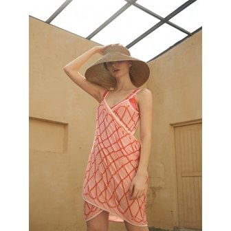 비비드솔리드 rope wrap dress-pink