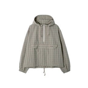 Check hoodie anorak jacket_choco beige