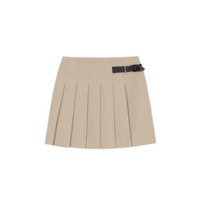 Belt Pleats Skirt in Beige VW3SS100-91