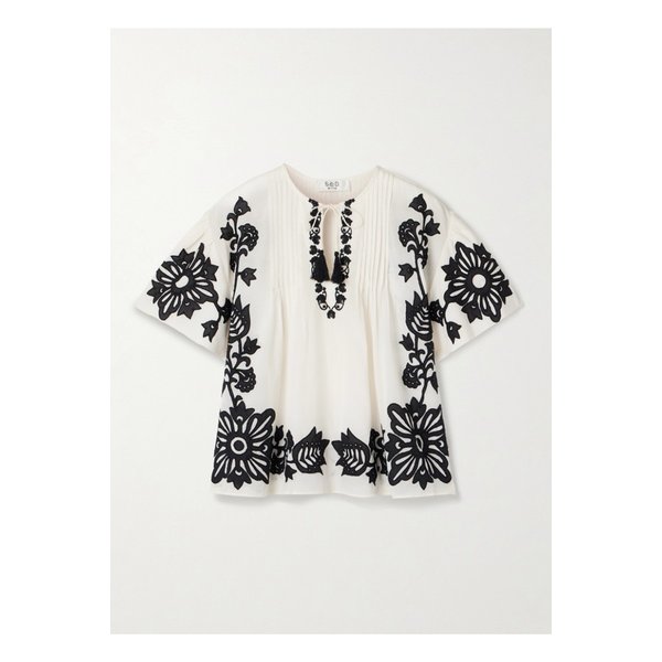 릴리아나 아플리케 핀턱 코튼 혼방 보일 블라우스 화이트 46376663162873846