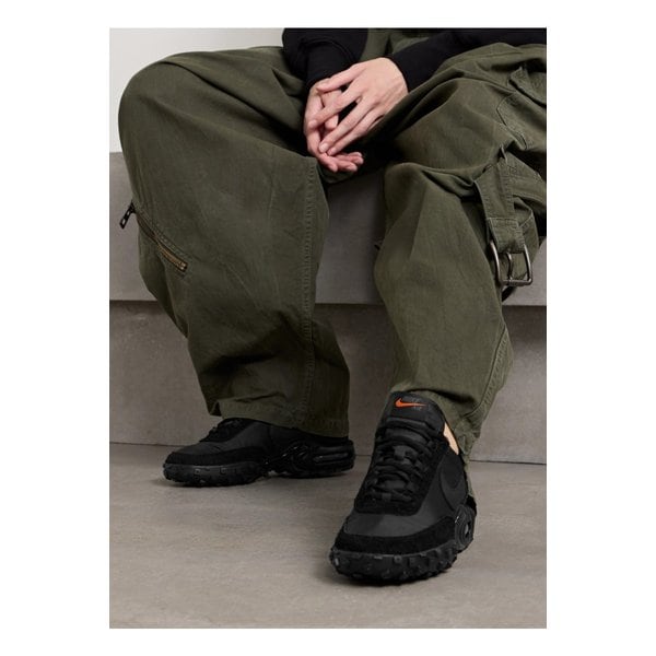 에어 맥스 와플 Sp 가죽 누벅 트리밍 메시 스웨이드 스니커즈 블랙 1647597357700456