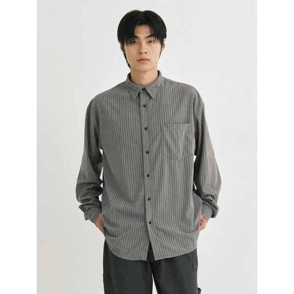Corduroy stripe shirt (gray stripe)