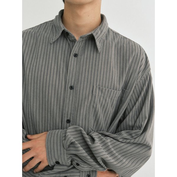 Corduroy stripe shirt (gray stripe)