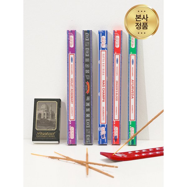 나그참파 인센스 스틱 10g (랜덤 발송) + 망고우드 홀더 레드