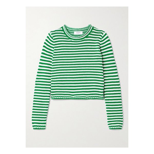 라 리뉴 미니 마리나 스트라이프 코튼 스웨터 그린 46376663162851526