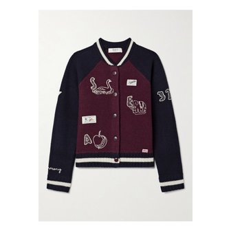 씨뉴욕 아처 자수 아플리케 메리노 울 가디건 버건디 46376663162873852