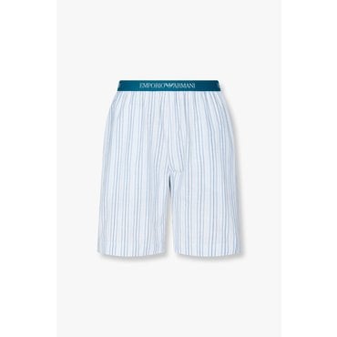 EMPORIO ARMANI 남성 로고 밴딩 패턴드 라운지 쇼츠(0815131018)